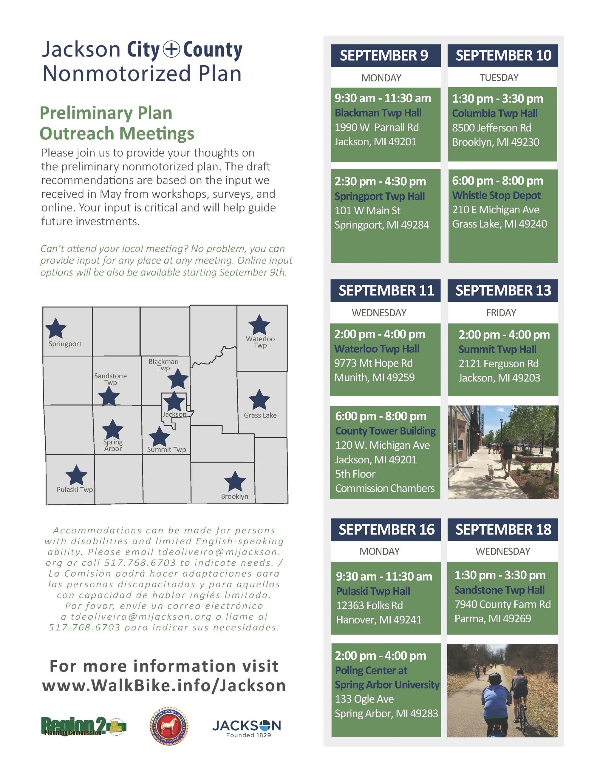 Jackson Non-Motorized Plan Flyer -  September Meetings